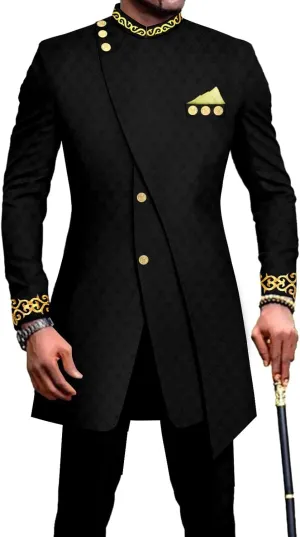 Men`s Suit Single Breasted Slim Fit Blazer and Trousers Outfits Set African Clothes