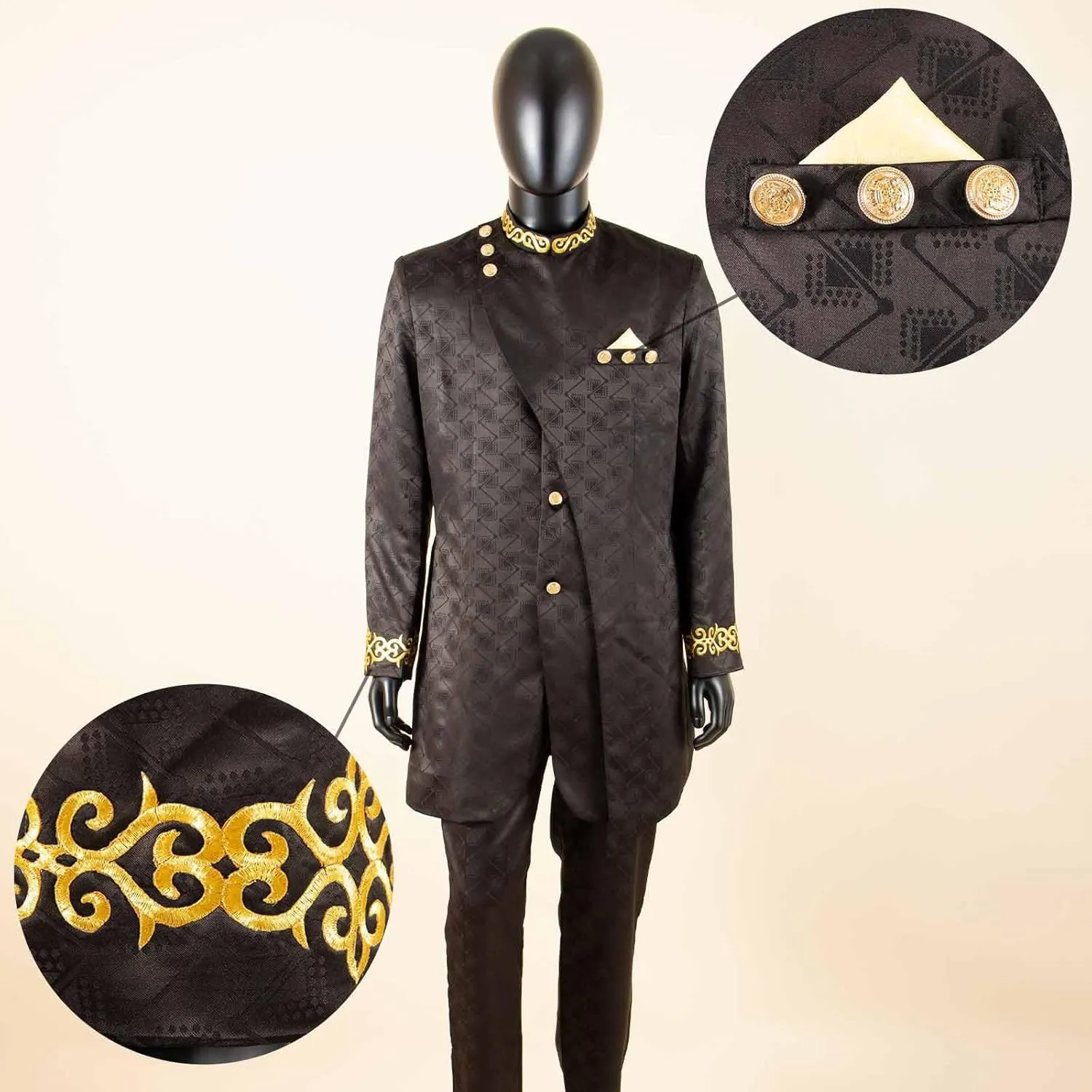 Men`s Suit Single Breasted Slim Fit Blazer and Trousers Outfits Set African Clothes