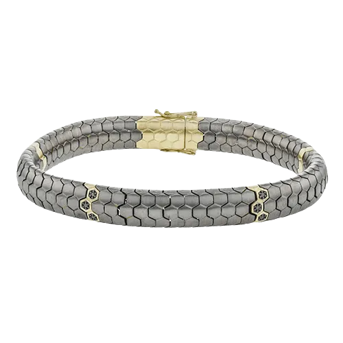 Men's Titanium Bracelet In 14k Gold With Black Diamonds