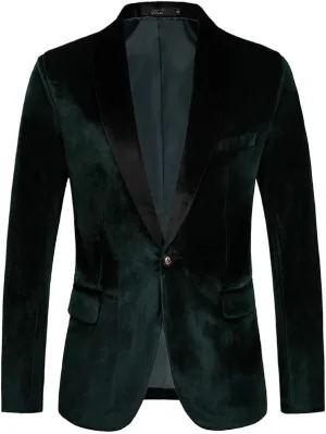 Men's Velvet Sport Coats Blazers Slim Fit Tuxedo Shawl Lapel Suits Blazer for Men Autumn Winter Spring
