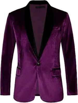Men's Velvet Sport Coats Blazers Slim Fit Tuxedo Shawl Lapel Suits Blazer for Men Autumn Winter Spring