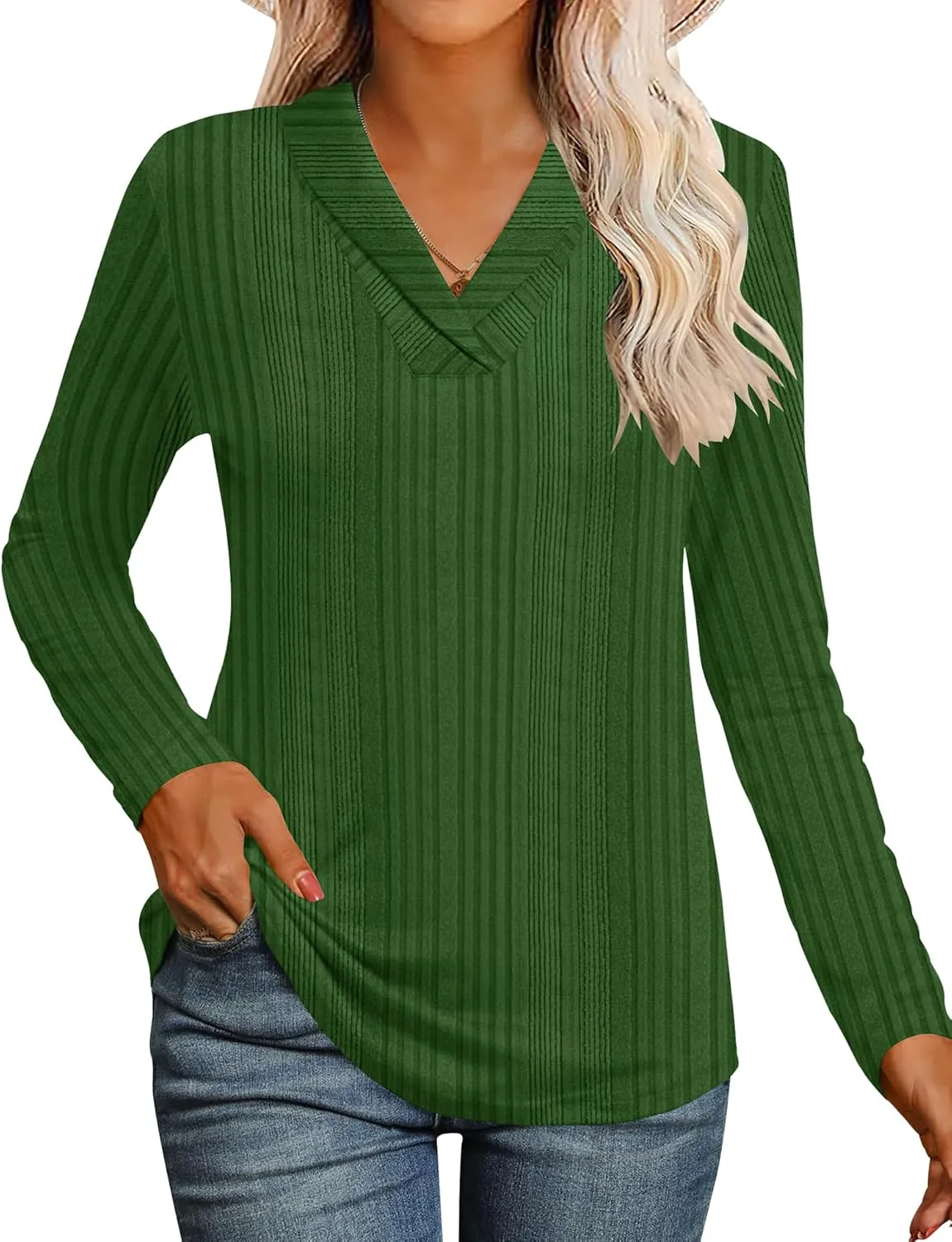 Micoson Womens Long Sleeve Tops V Neck Casual Shirts Lapel Blouses Dressy Business Fall Knit Thin Pullover Tunic Tops