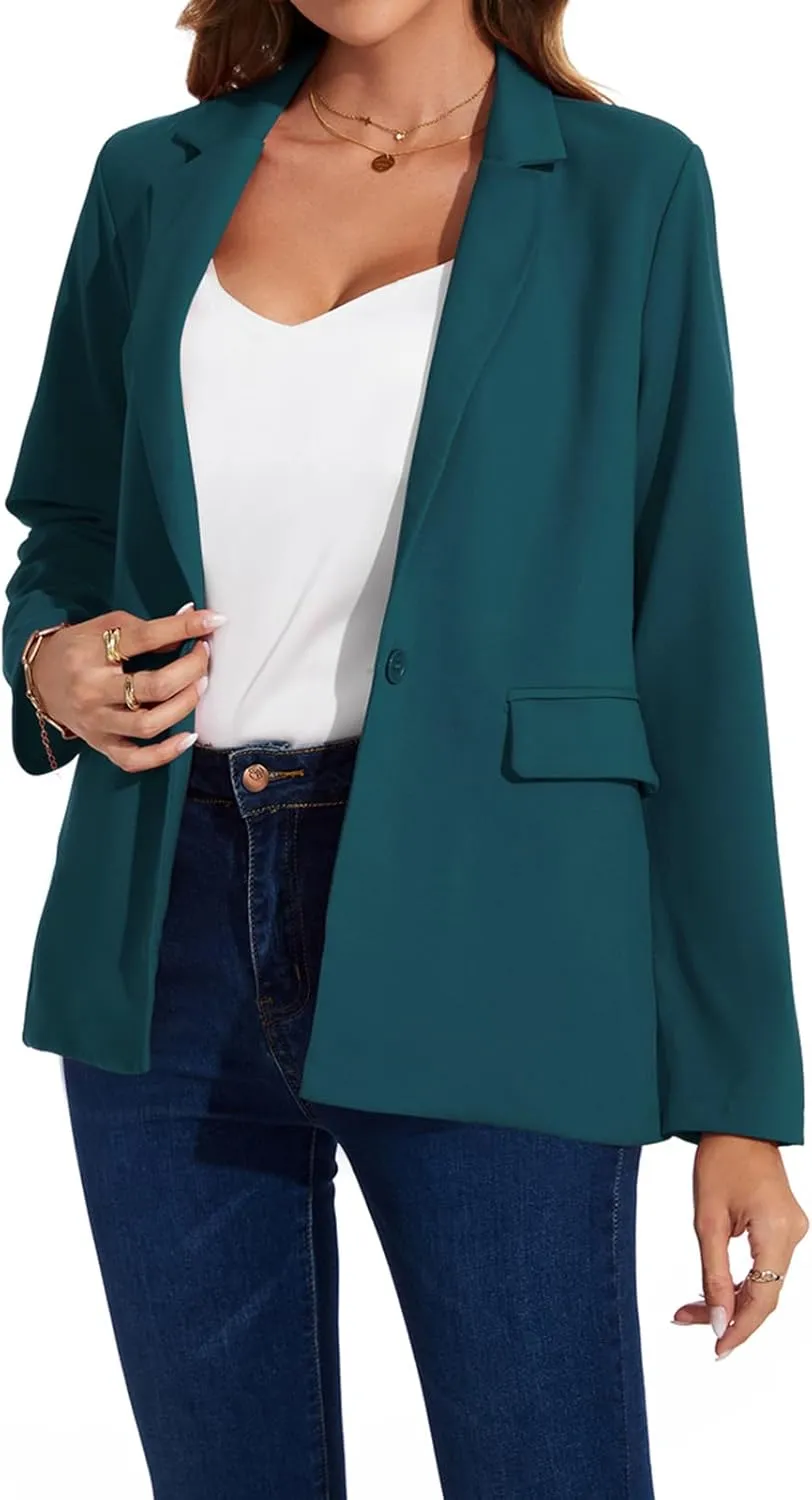 MINTLIMIT Blazers for Women One Button Jacket Suits Notched Lapel Classic Casual Formal Long Sleeve Blazer with Pockets