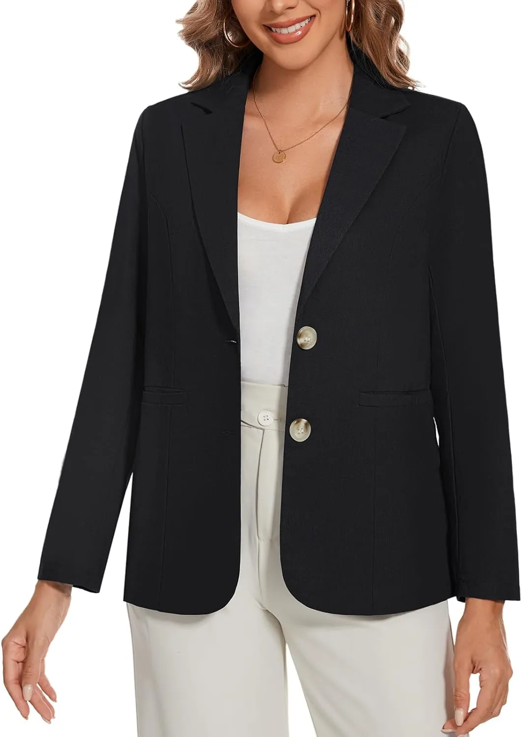 MINTLIMIT Womens Casual Linen Cotton Blazers Long Sleeve Button Front Notch Lapel Work Office Blazer Jackets with Pockets