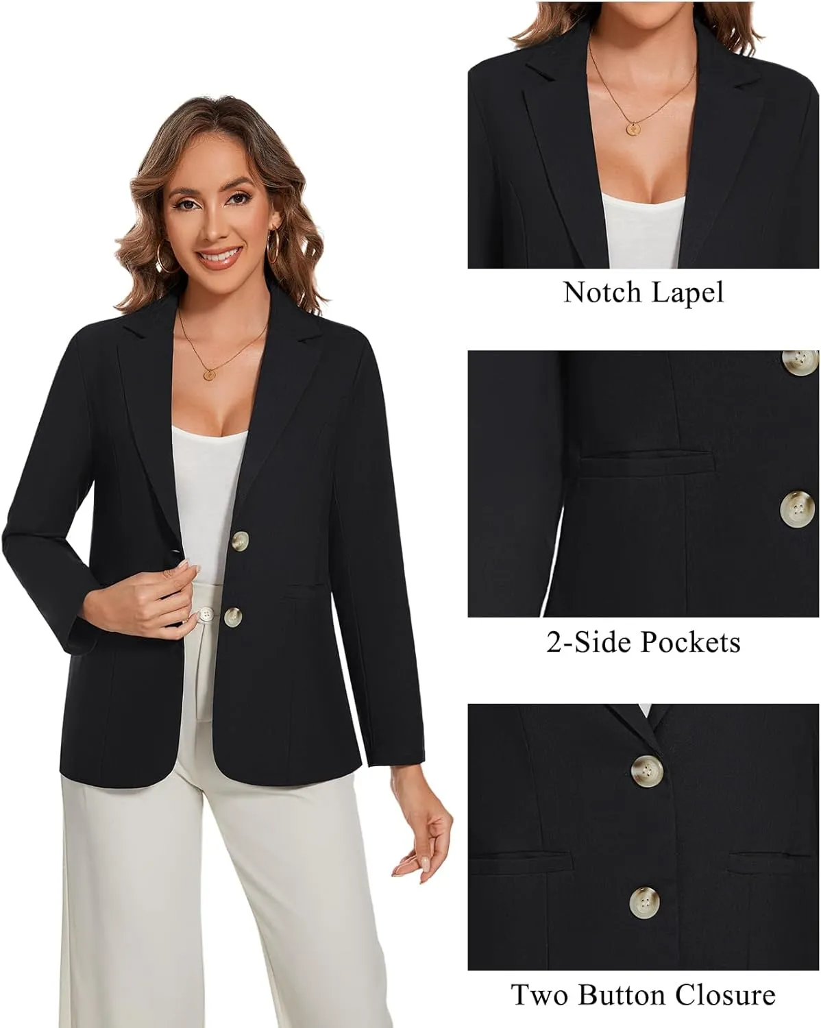 MINTLIMIT Womens Casual Linen Cotton Blazers Long Sleeve Button Front Notch Lapel Work Office Blazer Jackets with Pockets