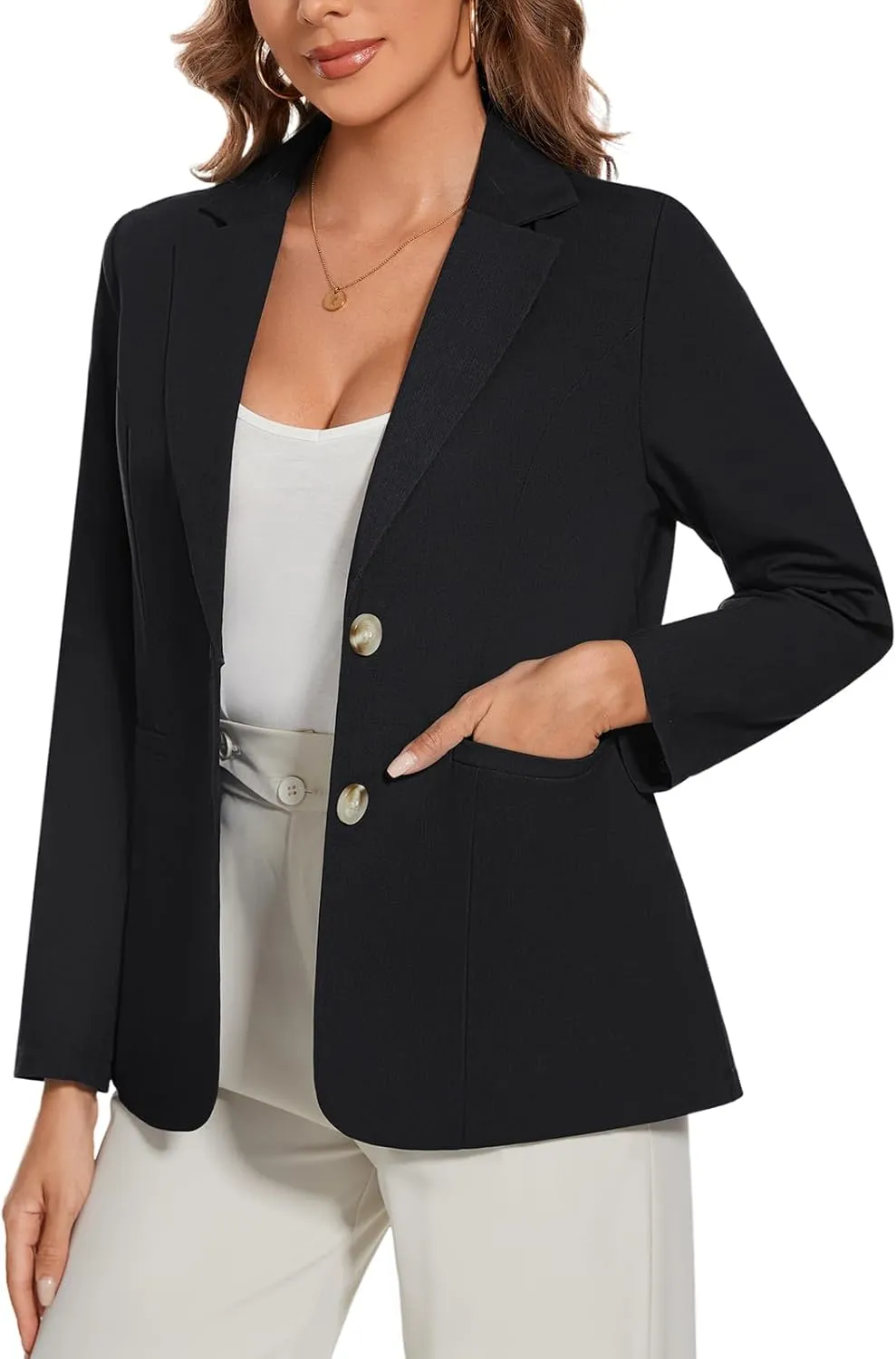 MINTLIMIT Womens Casual Linen Cotton Blazers Long Sleeve Button Front Notch Lapel Work Office Blazer Jackets with Pockets