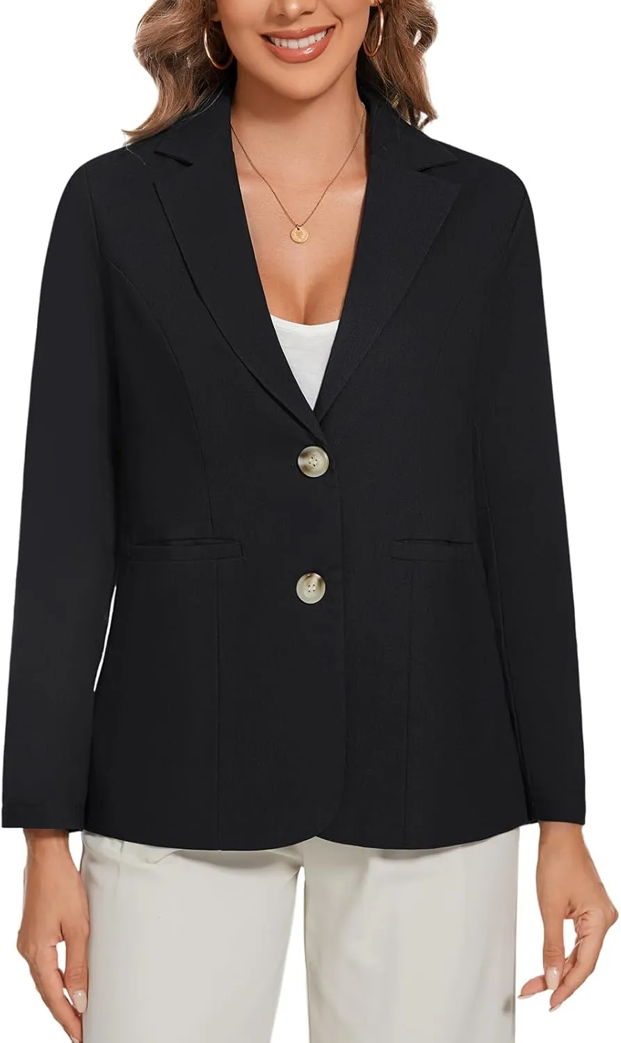 MINTLIMIT Womens Casual Linen Cotton Blazers Long Sleeve Button Front Notch Lapel Work Office Blazer Jackets with Pockets