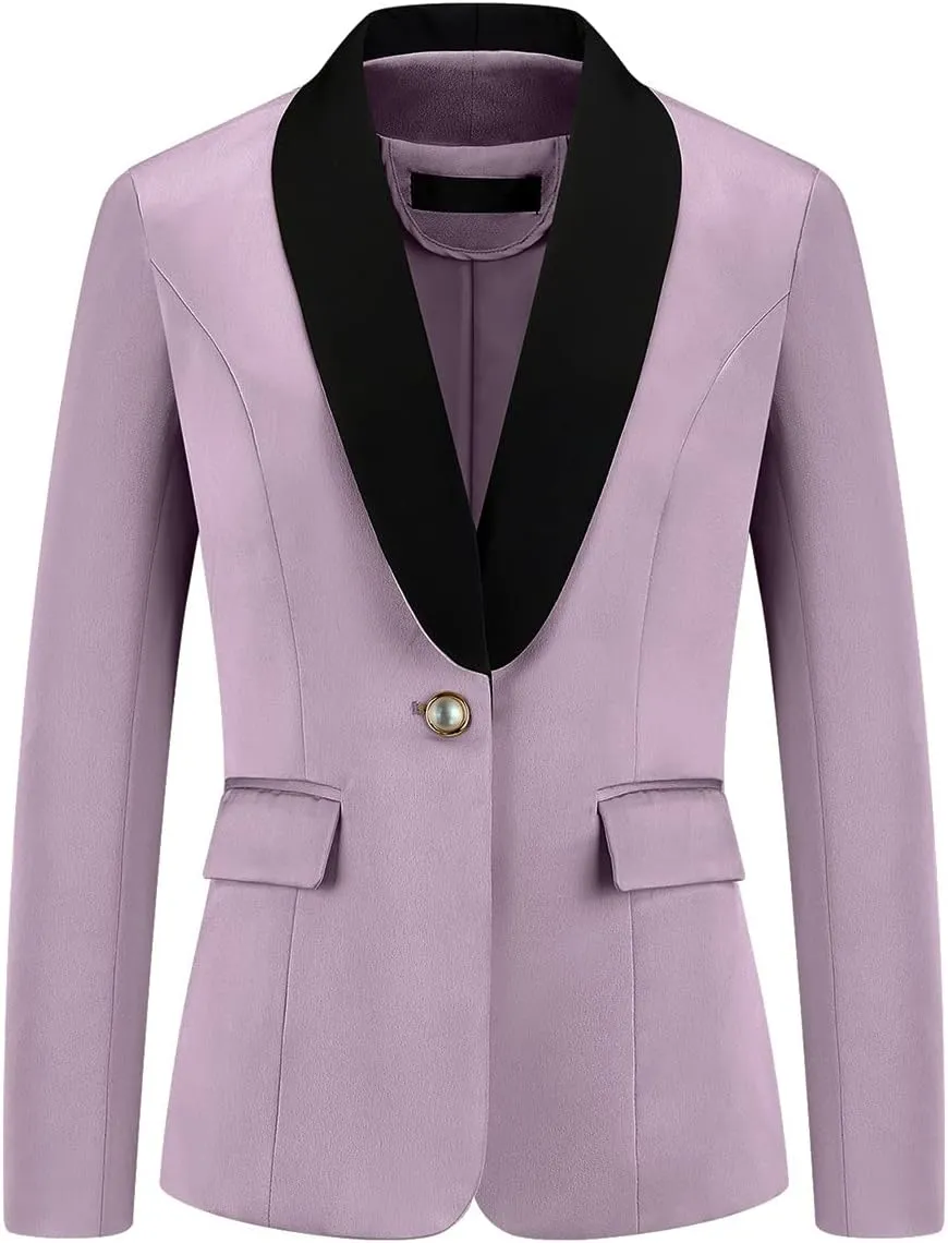 MODFUL Women's 2 Piece Business Suit Set One Button Solid Color Blazer Trouser Suit