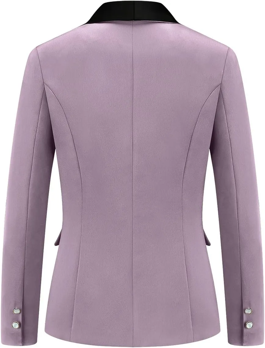 MODFUL Women's 2 Piece Business Suit Set One Button Solid Color Blazer Trouser Suit