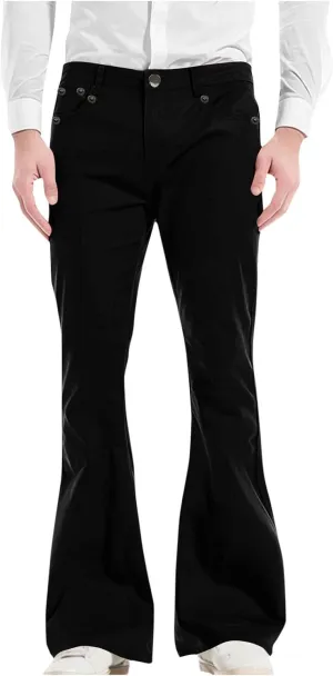 Muscularfit Men's Pants Slim Fit Stretch Fashion Chino Bell Bottom Flares Pants Causal Vintage Zipper Button Autumn Trousers