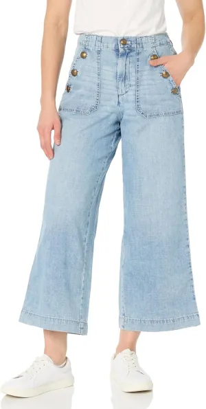Nautica Women's Button Pocket Wide Leg Sailor Jeans