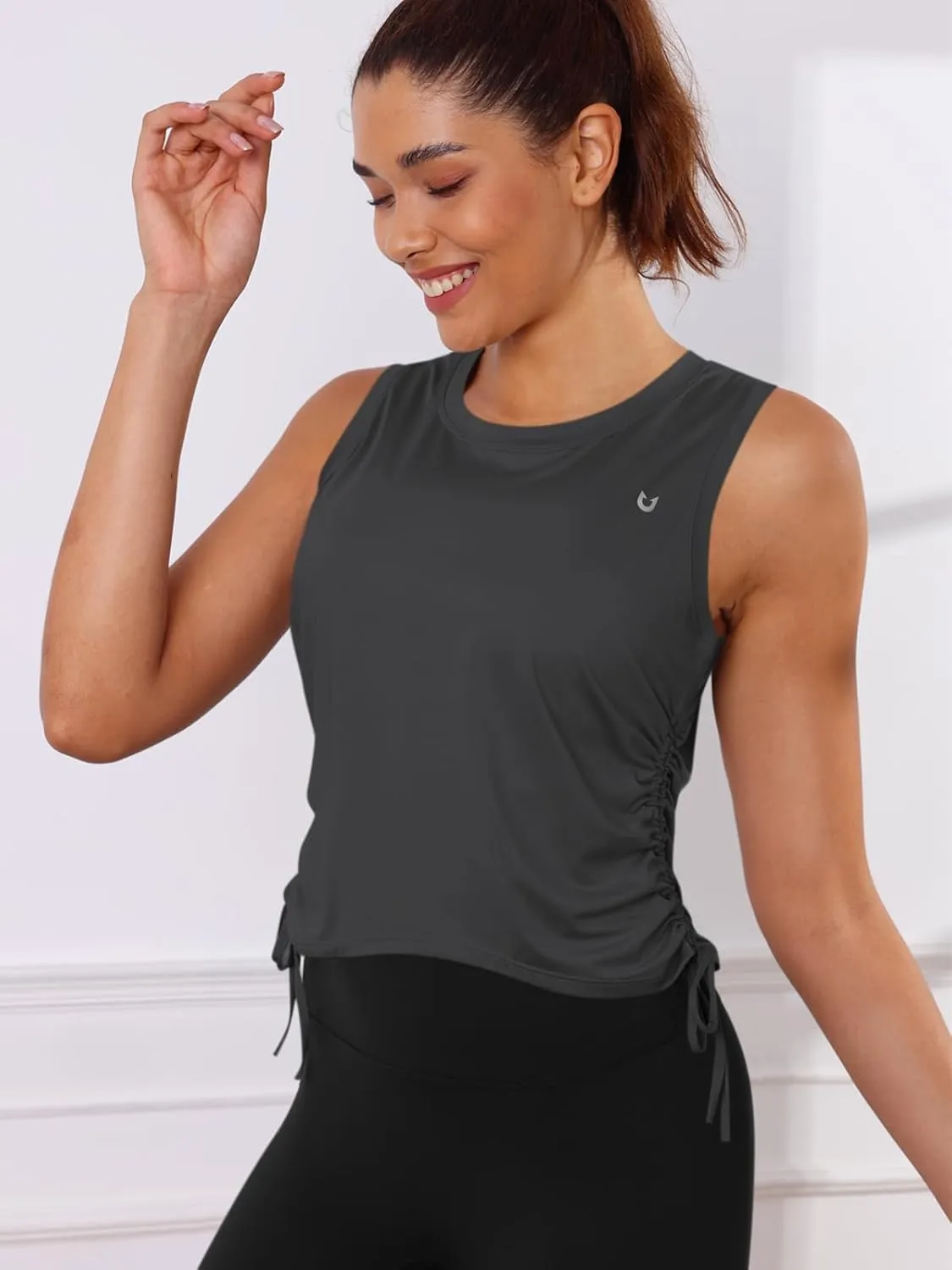 NORTHYARD Sleeveless Workout Tank Tops for Women Quick Dry Athletic Running Gym Top Shirts Loose Fit Ruched Yoga Crop Tops