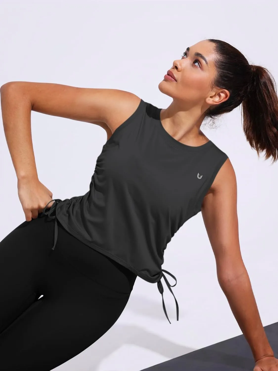 NORTHYARD Sleeveless Workout Tank Tops for Women Quick Dry Athletic Running Gym Top Shirts Loose Fit Ruched Yoga Crop Tops