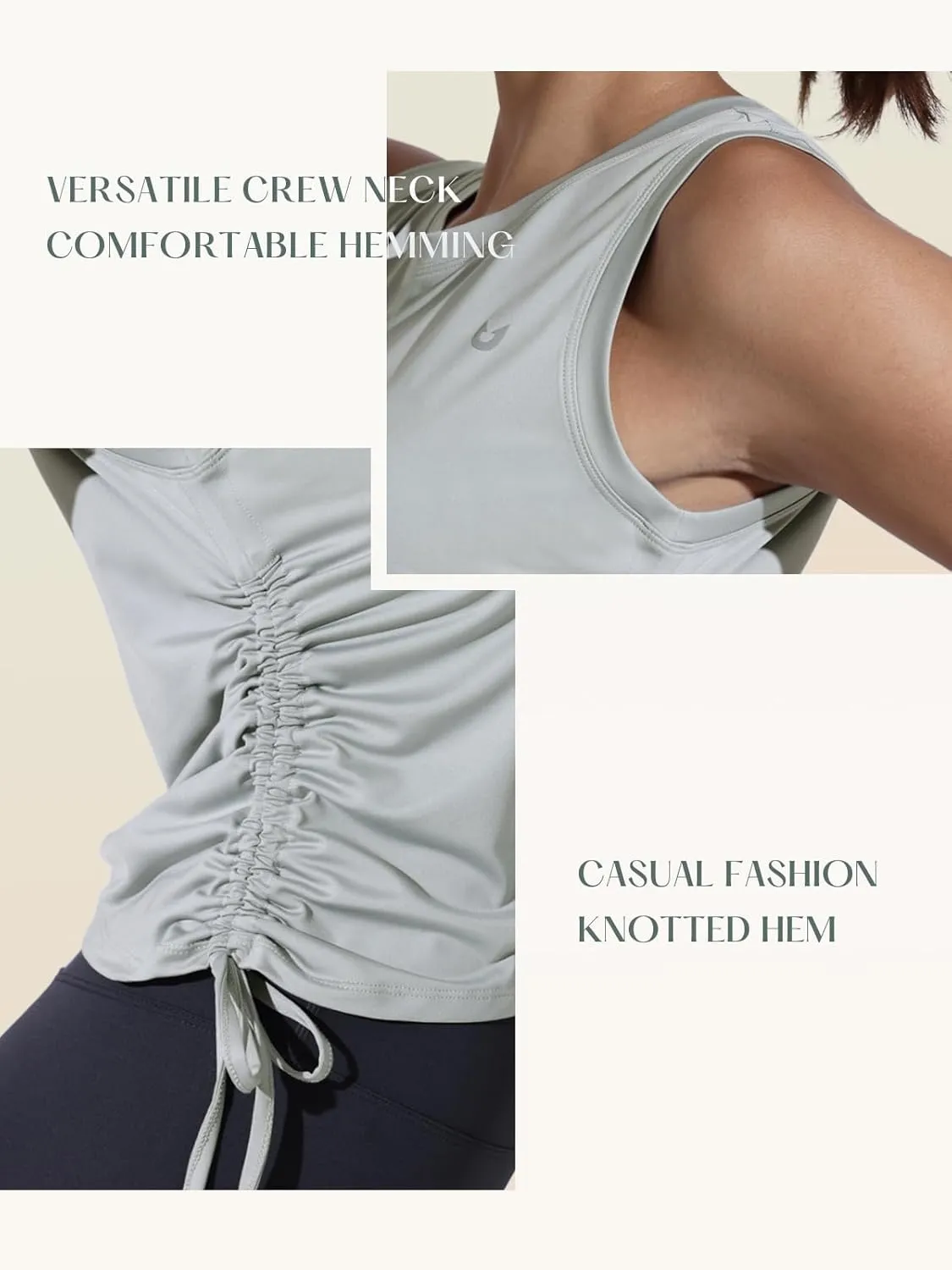 NORTHYARD Sleeveless Workout Tank Tops for Women Quick Dry Athletic Running Gym Top Shirts Loose Fit Ruched Yoga Crop Tops