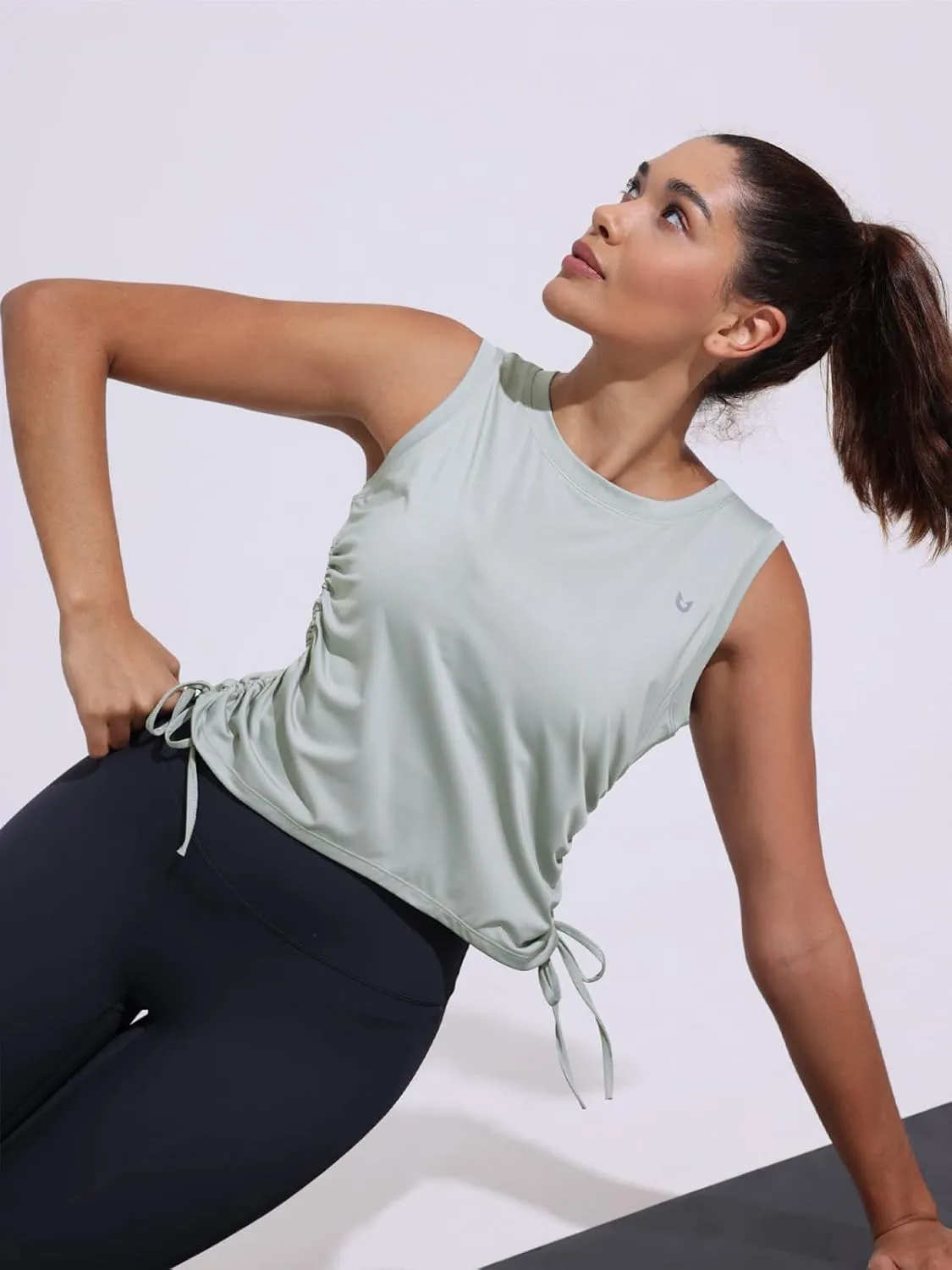 NORTHYARD Sleeveless Workout Tank Tops for Women Quick Dry Athletic Running Gym Top Shirts Loose Fit Ruched Yoga Crop Tops