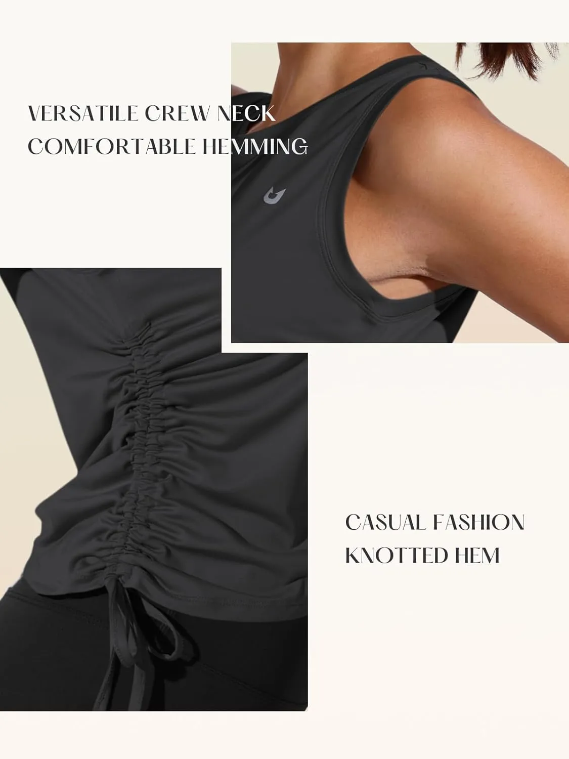 NORTHYARD Sleeveless Workout Tank Tops for Women Quick Dry Athletic Running Gym Top Shirts Loose Fit Ruched Yoga Crop Tops
