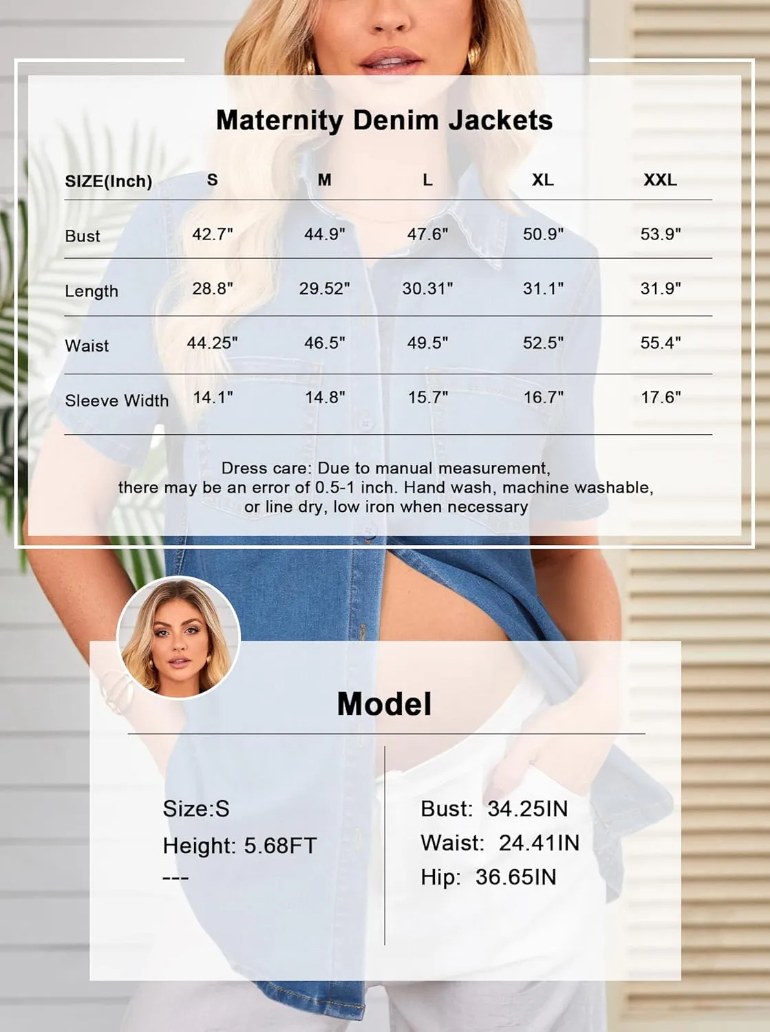 OUGES Womens 2025 Summer Maternity Clothes Short Sleeve Jean Jacket Button Down Pregnancy Denim Shirt Casual Tops