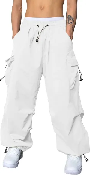 Parachute Pants Men Y2K Loose Fit Baggy Cargo Sweatpants Casual Pant with Pocket Outdoor Drawstring Trousers 2025