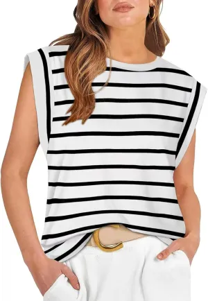PDLCVD Ribbed Tank Tops for Women Fitted Workout Crew Neck Going Out Shirt Camisoles Sleeveless Cropped Tops Summer
