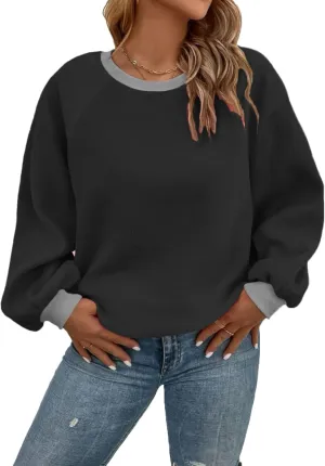 Plus Size Sweatshirts for Women Oversized Colorblock Pullover Tops 1X-5X