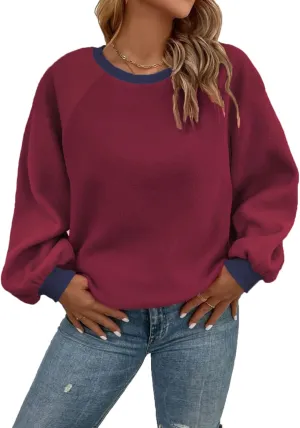 Plus Size Sweatshirts for Women Oversized Colorblock Pullover Tops 1X-5X