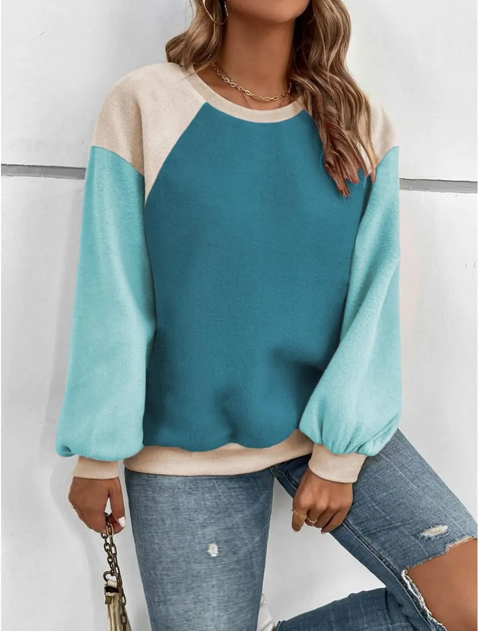 Plus Size Sweatshirts for Women Oversized Colorblock Pullover Tops 1X-5X