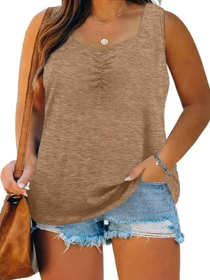 Plus Size Tank Tops for Women Summer Sleeveless Sweetheart Neck Casual Tunics Shirts