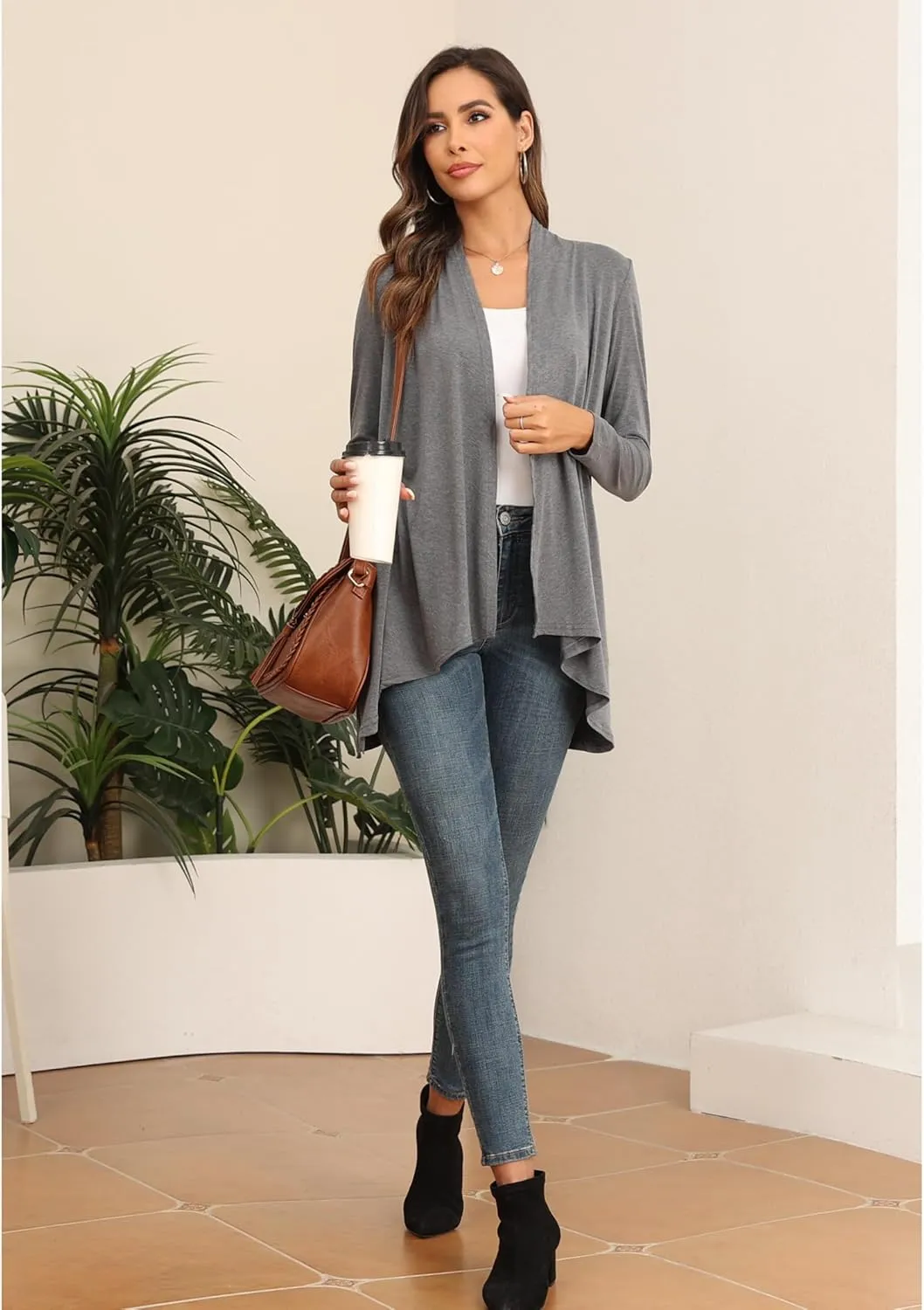 POGTMM Women's Open Front Casual Long Sleeve Lightweight Drape Cardigans Sweater Duster with Pockets (S-3XL)