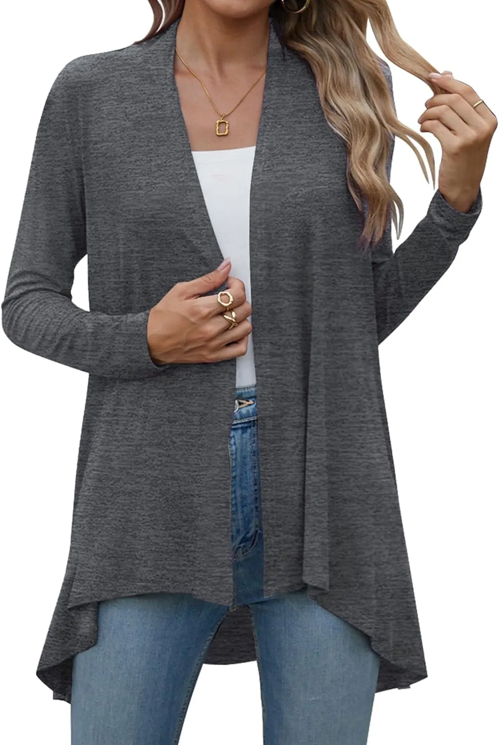 POGTMM Women's Open Front Casual Long Sleeve Lightweight Drape Cardigans Sweater Duster with Pockets (S-3XL)
