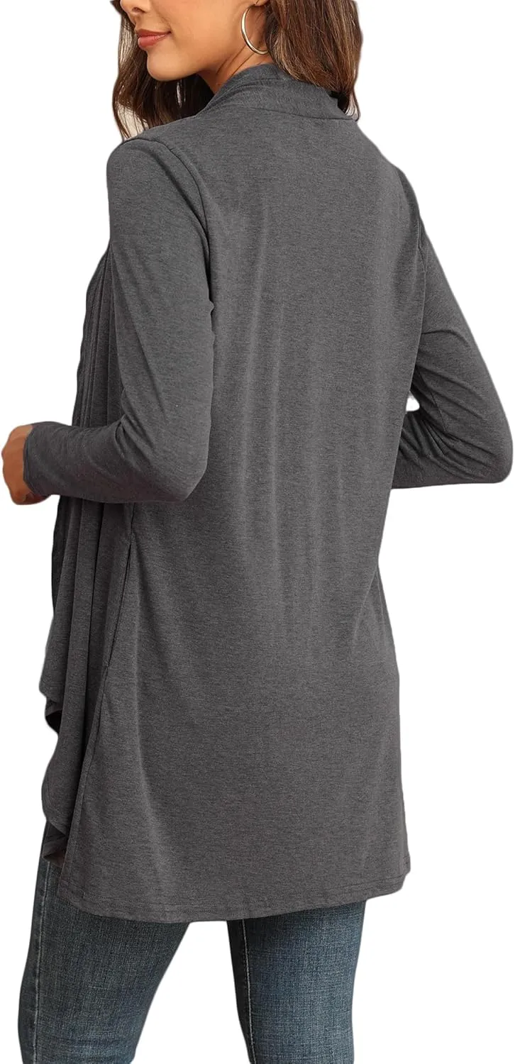 POGTMM Women's Open Front Casual Long Sleeve Lightweight Drape Cardigans Sweater Duster with Pockets (S-3XL)