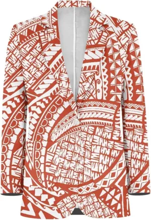 Polynesian Style Prints Blazers for Women Polynesian Tropical Leaf Summer Dresses 2024 Long Sleeve Womens Blazer