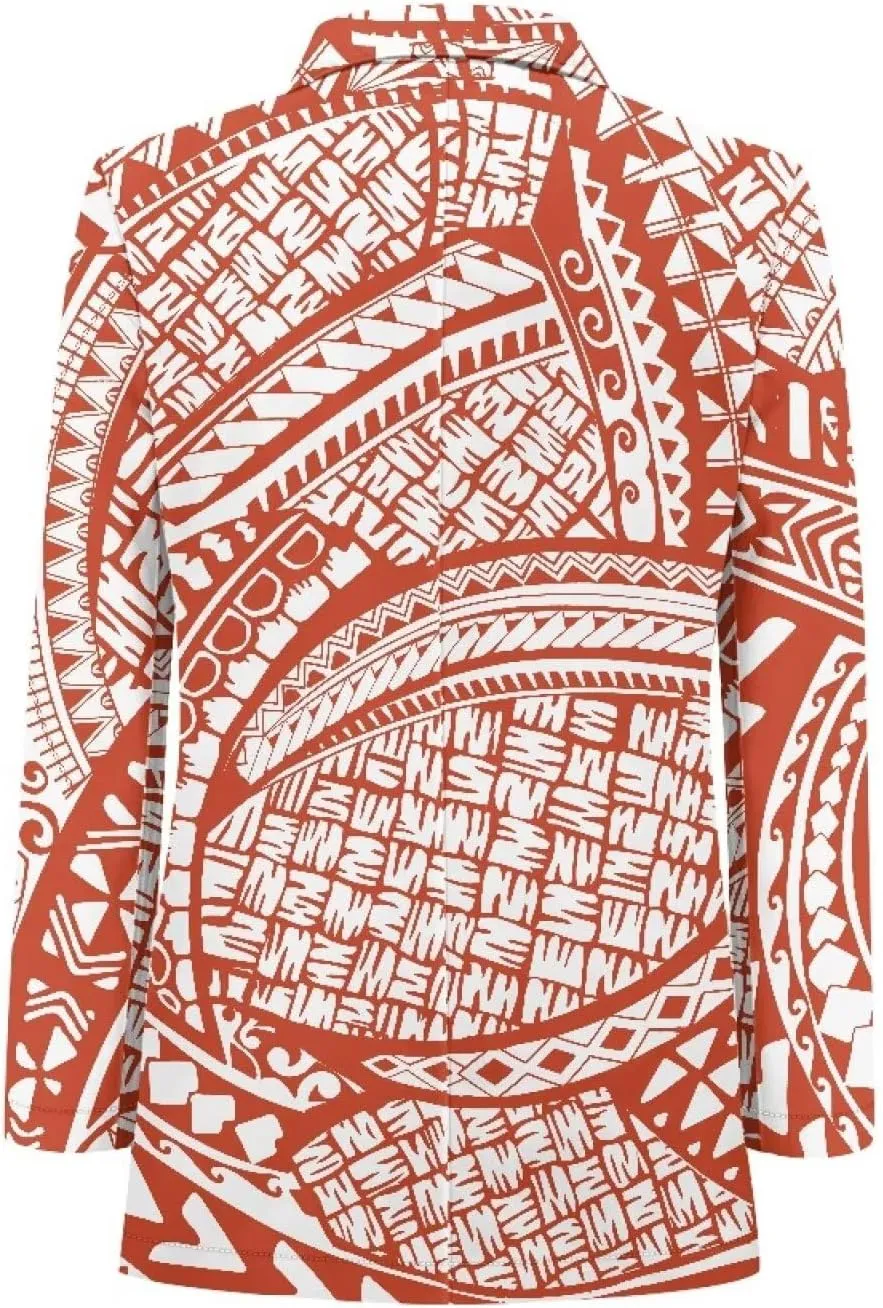 Polynesian Style Prints Blazers for Women Polynesian Tropical Leaf Summer Dresses 2024 Long Sleeve Womens Blazer