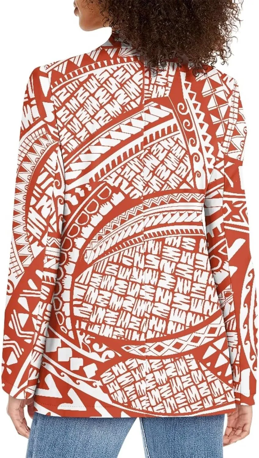 Polynesian Style Prints Blazers for Women Polynesian Tropical Leaf Summer Dresses 2024 Long Sleeve Womens Blazer