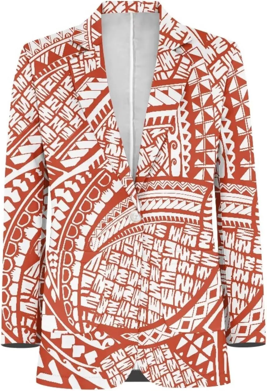 Polynesian Style Prints Blazers for Women Polynesian Tropical Leaf Summer Dresses 2024 Long Sleeve Womens Blazer