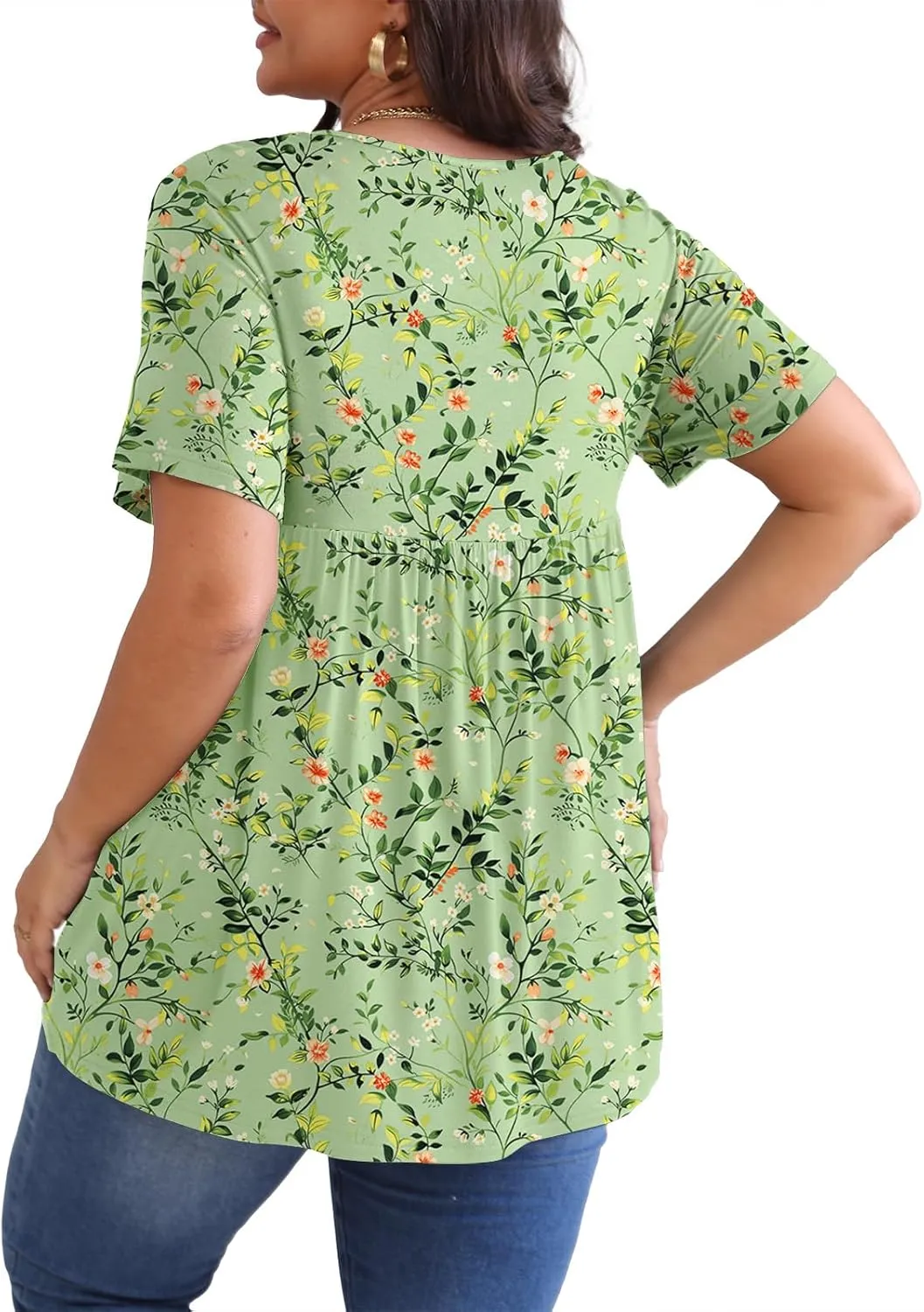 POSESHE Womens Plus Size Tops 2025 Summer Short Sleeves Tunic Tops Casual V-Neck Wrap Shirts Cute Dressy Work Blouses L-4XL