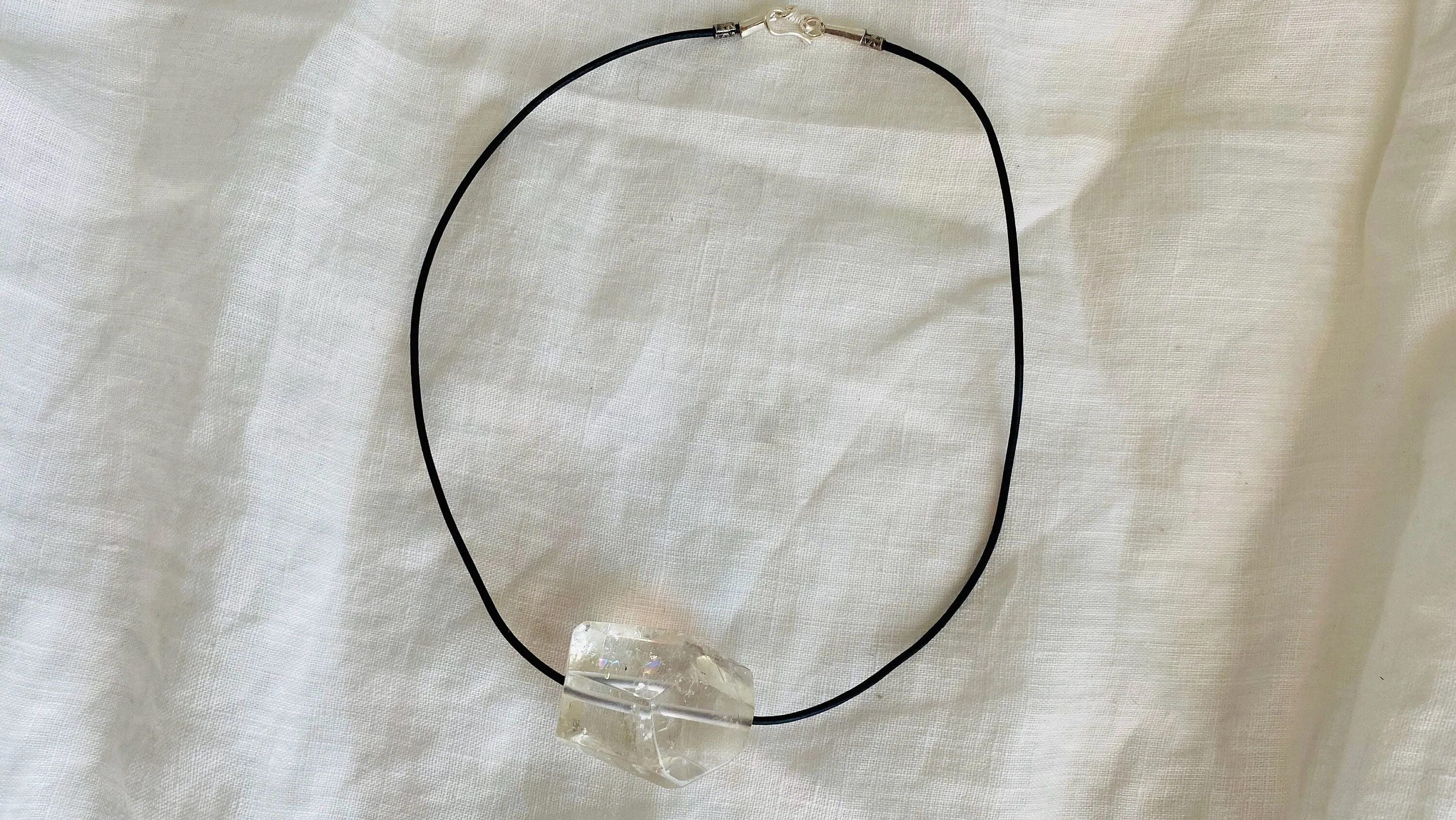 Quartz Pendant Necklace. Sterling Silver