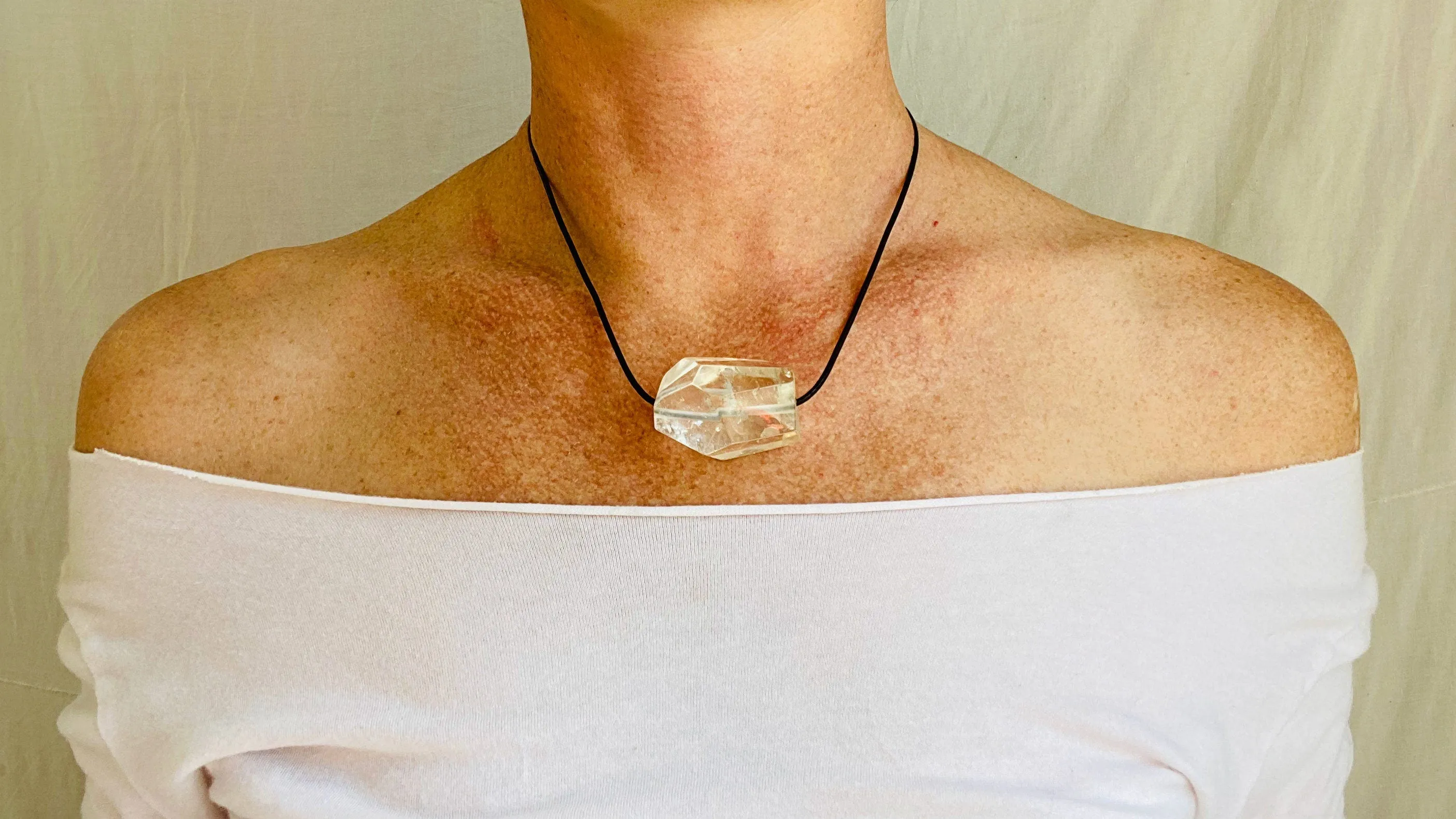 Quartz Pendant Necklace. Sterling Silver