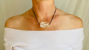 Quartz Pendant Necklace. Sterling Silver