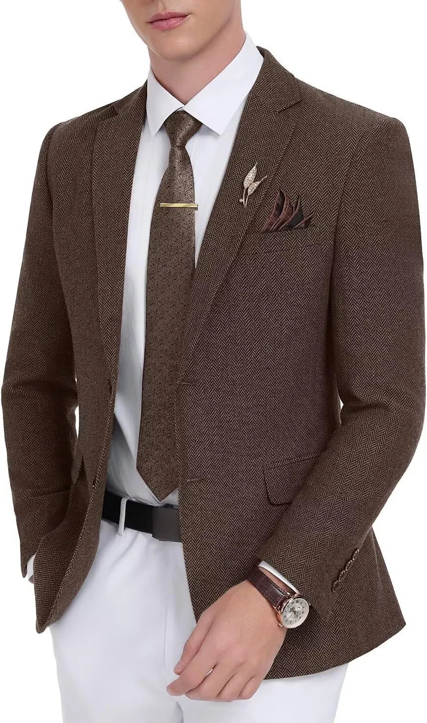Retro Tweed Men's Suit Jackets Herringbone Slim Fit Sport Coats Blazer Prom Business Casual Men Tux Jacket Wedding Blazers