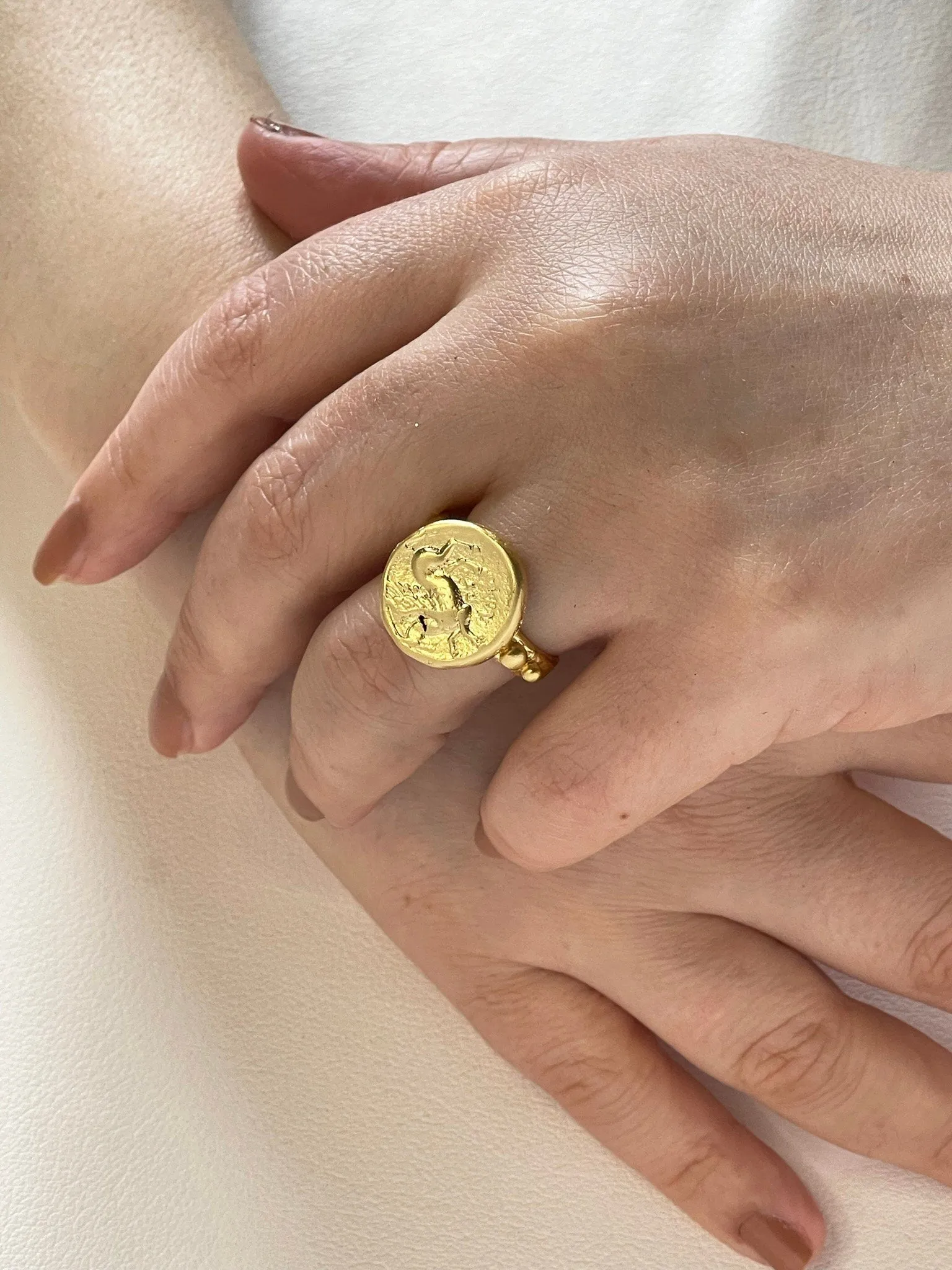 Roman-Inspired Gold Ring - Adjustable Bohemian Coin Jewelry Handcrafted Gift