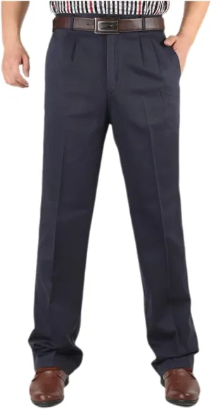 SevenBoy Men's Slim-Fit Casual Chino Pant Autumn and Winter Thick Double Pleated Loose Cotton High Waist