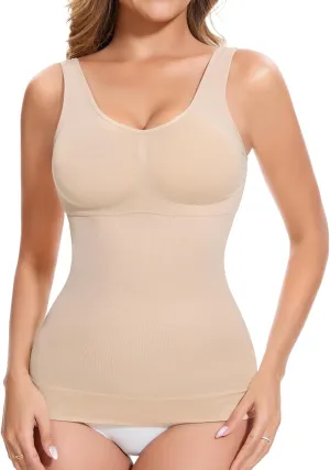 Shapewear Tank Tops with Built in Bra Camisole for Women Body Shaper Tummy Control Womens Compression Top Nude 2XL