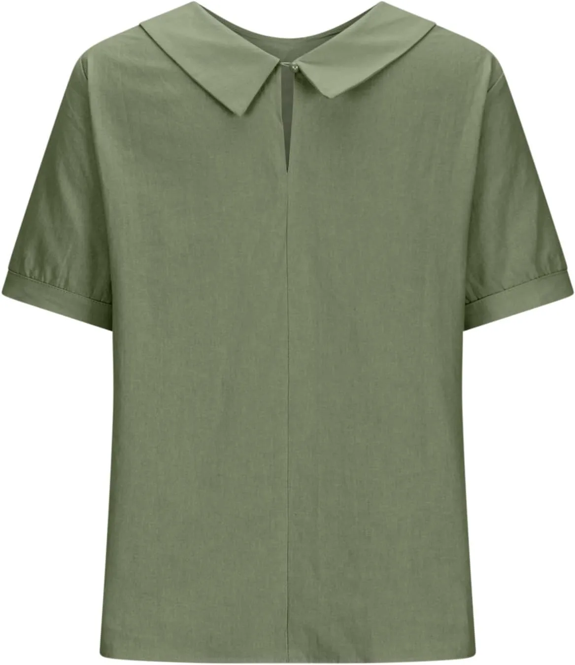 Short Sleeve Linen Tshirt for Women Peter Pan Collar Blouses Vintage Casual Loose Fit Cute Tops Summer Clothes 2025