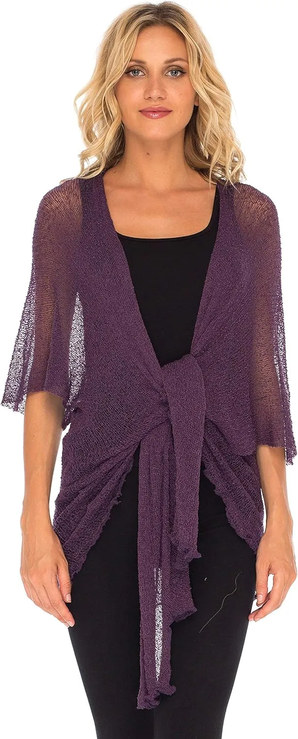SHU-SHI Beach Kimono Coverups for Women Summer Cardigans Lightweight Open Front Cover Up Knit Sheer Sweater