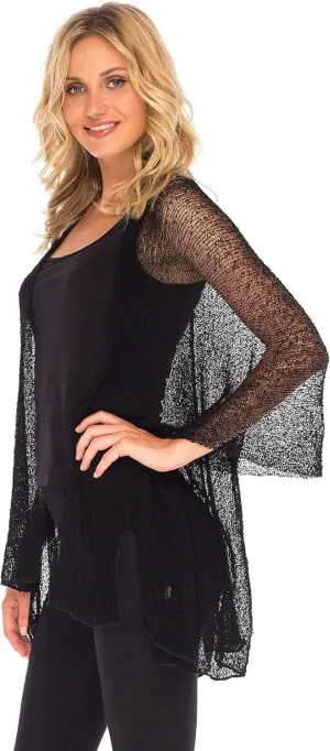 SHU-SHI Beach Kimono Coverups for Women Summer Cardigans Lightweight Open Front Cover Up Knit Sheer Sweater