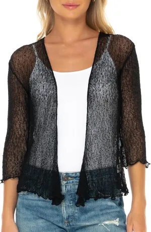 SHU-SHI Sheer Cardigans For Women Summer Knit Shrug Lightweight For Dresses Tie Top Open Front
