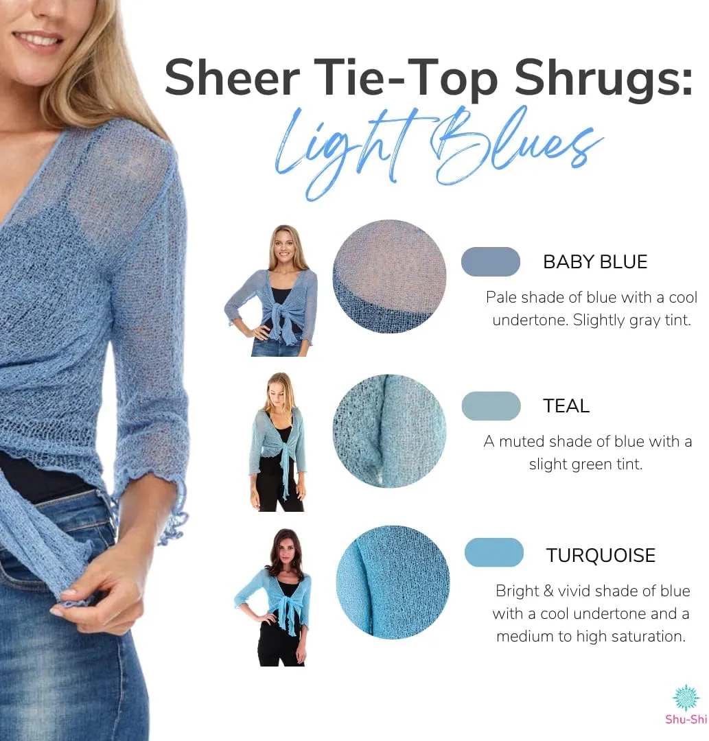 SHU-SHI Sheer Cardigans For Women Summer Knit Shrug Lightweight For Dresses Tie Top Open Front