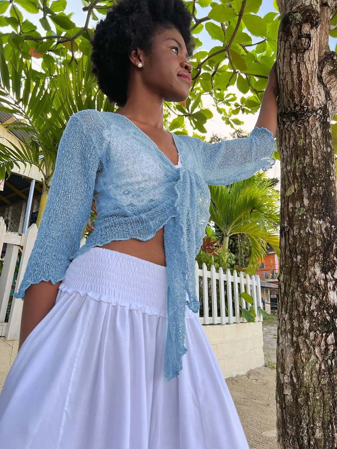 SHU-SHI Sheer Cardigans For Women Summer Knit Shrug Lightweight For Dresses Tie Top Open Front