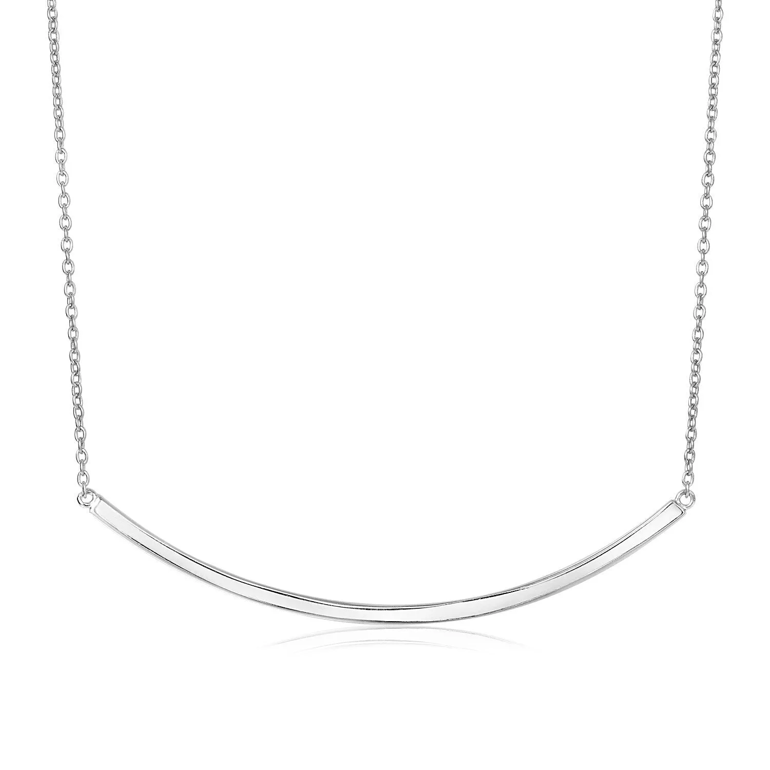 Size: 18'' - Sterling Silver Polished Curved Bar Necklace
