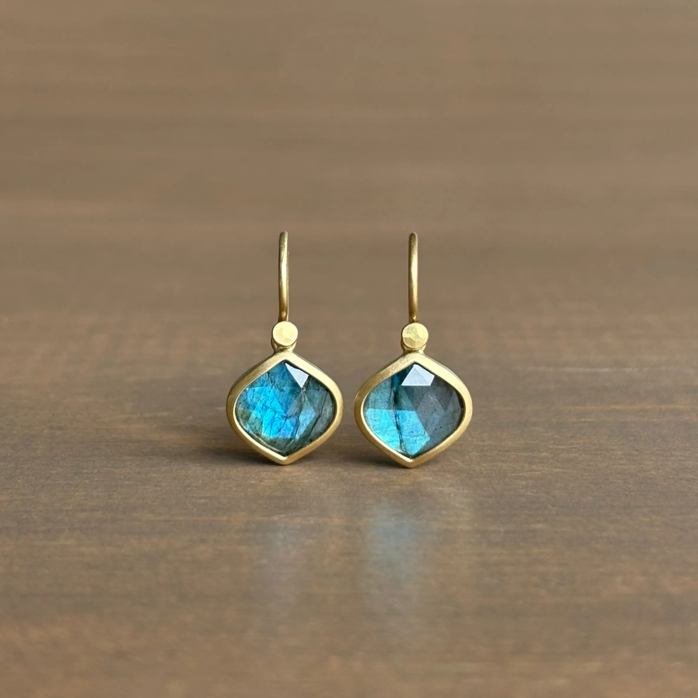 Small Labradorite Navette Earrings